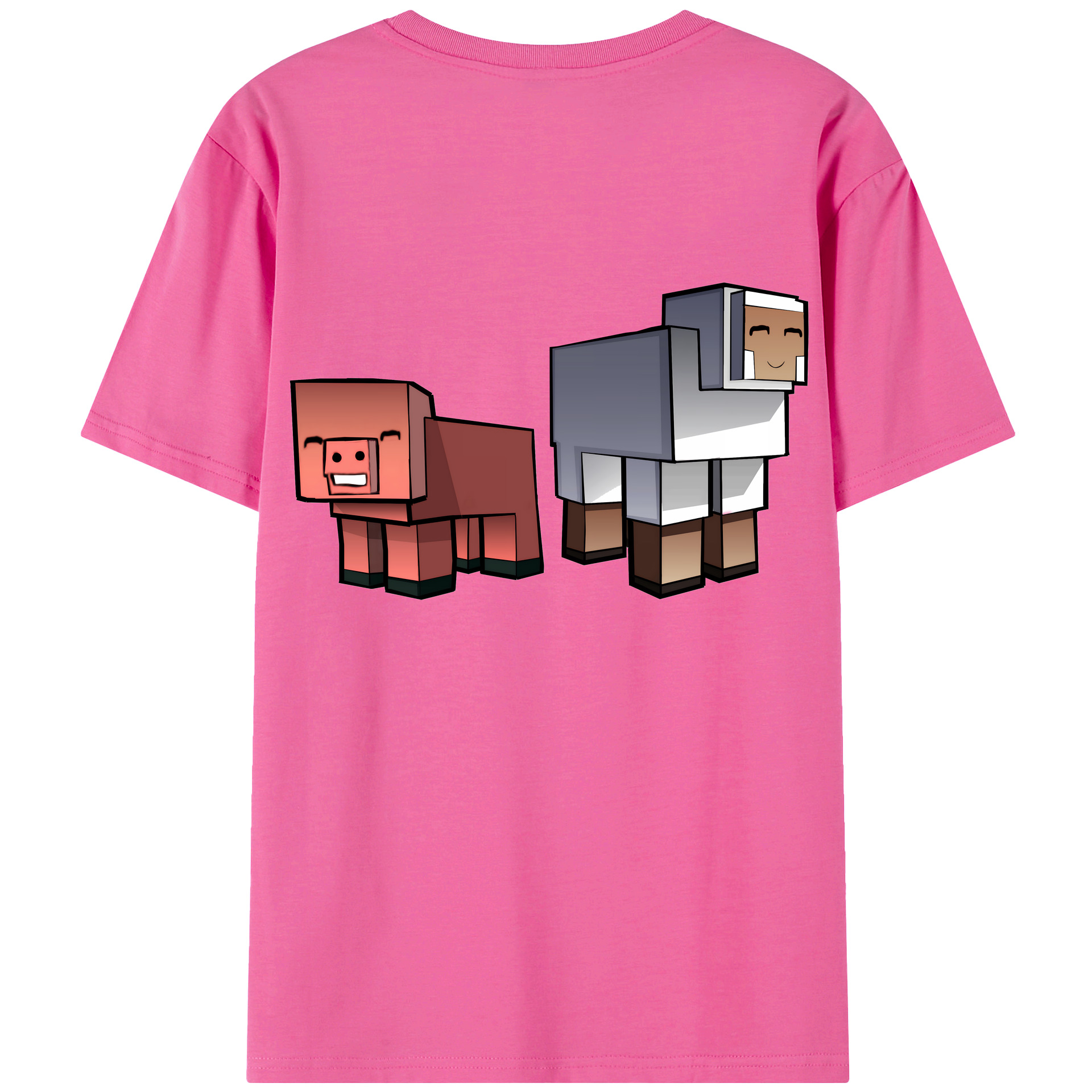 （画像用） マインクラフト ブロックの世界 Minecraft MC Block world レディース半袖Tシャツ(バックプリント)
